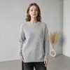 Moda Versátil Europeia e Americana Outono/Inverno 2026 Transfronteiriço Feminino Zíper Lateral Fenda Gola Redonda Suéter Malha Top