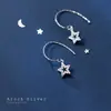 Brincos de Prata S925 para Mulheres Estilo Coreano Pequenos Frescos Diamante Estrela de Cinco Pontas Brincos Elegantes Fofos Joia de Orelha Estrela para Mulheres E9241