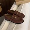 Outono 2025 Novos Mocassins Planos Redondos Estilo Retrô Femininos Estilo Britânico Sapatos Pequenos de Couro Mais Fáceis de Combinar Sapatos Slip-On Femininos