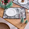 Tapete de Mesa de Tecido Yimanqi Yun Jacquard Preto Bordado Leopardo da Selva Estilo Palaciano Decoração de Mesa Tapete de Isolamento Térmico