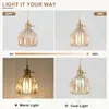 Lustre de vidro e latão estilo retro nórdico para pousadas, balcões de bar, restaurantes, luminárias de cabeceira, cafeterias criativas, luminárias de vela para quarto