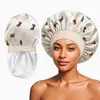 Amazon sombrero redondo de ala ancha de doble capa de color salón de belleza de seda gorro de luna todo partido gorro de ducha gorro de dormir de color