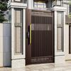 Fábrica Potente de Foshan Puerta de Patio de Aluminio con Tallado Artístico, Puerta Antirrobo Doble con Cerradura Inteligente de Contraseña para Villa