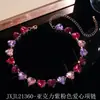Cadena para Clavícula de Acrílico con Diamantes Corazón Rosa Rosa Melocotón Blanco Cadena Exagerada para Cena Collar de Cristal Multicolor