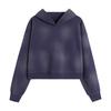 Sudadera con capucha corta casual nueva de otoño e invierno estilo europeo y americano para mujer, lavada, vieja, retro, sexy, top transfronterizo de 400g