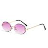 Nuevas Gafas de Sol Ovaladas Coolfang de Corte al Borde sin Montura, Gafas de Sol de Moda de Tendencia Europea y Americana, Gafas de Lente Marina Metálicas