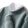 Suéter Nuevo de Lana Pura para Otoño e Invierno Suéter de Cuello Alto Medio para Hombre Jersey Grueso Holgado Suéter Básico de Punto Cachemir Versátil