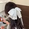 Presilha de cabelo azul claro com laço de renda delicado, presilha pequena e fresca para rabo de cavalo, presilha de garra para cabelo meio preso, presilha de mola, grampo de cabelo, acessórios de cabelo