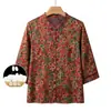 Camisa de Seda Primaveral con Cuello Alto de Abuela para Personas de Mediana Edad y Mayores, Nuevo Estilo Chino, Corte Holgado, Tallas Grandes, Rejuvenecedor, Versátil y Favorecedor