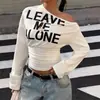Sudadera Retro de Moda Americana Nueva para Primavera y Otoño, Hombros Descubiertos con Estampado de Letras para Mujer, Elegante Top Ajustado con Retazos de Manga Larga