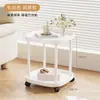Mesa de Centro Dupla Camada Mini Móvel para Uso Lateral de Sofá, Mesa Pequena Minimalista, Prateleira Pequena de Armazenamento de Cabeceira para Quarto e Varanda