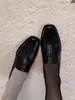 Sapatos baixos retrô estilo francês, nova coleção feminina primavera/outono, mocassins de salto grosso, sapatos de trabalho 2026, pretos, sapatos pequenos de couro da moda