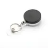 Llavero de Malla Retráctil de Cuero con Correa de Metal y Cable de Acero 4cm Retráctil Semimetálico Mate Cordón de Tirar