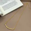 Cadena de Clavícula de Lujo Vintage Cepillada con Junta de Bambú Completamente Diamantada de Retención de Color Fuerte Chapada en Oro de 24 Quilates Mismo Estilo que la Tienda de Oro