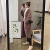Casaco de Tricô Popular da Internet Feminino Outono e Inverno Novo Solto Preguiçoso Versátil Estilista Cor Sólida Comprimento Médio Engrossado Cardigan de Tricô