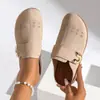 Comercio Exterior talla grande Baotou Planas Casuales Medias Chanclas Mujer 2024 Nuevas Color Sólido Cuña Hebilla Metálica Chanclas de Playa