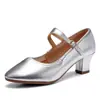 Zapatos de baile para mujer de tacón medio, suela blanda, superficie suave para uso en exteriores, zapatos para actuaciones de baile de mediana edad y personas mayores, profesor de baile cuadrado