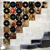 Pinturas de parede decorativas, pôsteres, adesivos de parede, parede de discos de vinil, decorações de parede criativas para bares/cafés retrô.