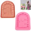 Puerta de Hadas Puerta de Dibujos Animados Puerta de Madera Cabina Flip Pastel Molde de Silicona Pastel de Chocolate Molde Decorativo H3038