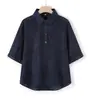 Roupas para Mãe 2026 Verão Novo Top de Linho de Alta Qualidade, Estilo Retro Elegante, Camisa Solta Fresca e Respirável para o Verão