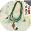Collar de Jade Verde de Taiwán de 108 Cuentas, Cadena Versátil Estilo Vintage de Cuentas Verde Esmeralda Verde Espinaca, Nueva Cadena Cruzada Versátil Estilo Nacional Xiaohongshu