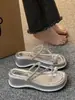 Pantuflas Estilo Hada Ins Sandalias de Tira Gruesa para Mujer Verano 2025 Nuevas Pantuflas de Tira de Perla para Playa