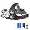 Lanterna de Cabeça Multifuncional 5LED de Alto Brilho Bateria de Lítio de Longa Duração Iluminação Lanterna Foco Fixo Externo Holofote de Longo Alcance Lâmpada de Minerador