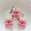 Accesorios de resina DIY de oso y conejo de dibujos animados brillantes, materiales para horquillas y cintas para el cabello hechas a mano, corazón cereza