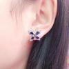 Brincos Borboleta Dançantes de Diamante Completo Moda Elegante Safira Azul Natural Imitação Zircônia Brincos Borboleta