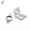 Aço inoxidável Suporte inferior Gema do Tempo soldagem anel duplo bacia redonda soldagem anel duplo suporte para pingente brincos acessórios de joalheria feito à mão diy