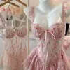 Lingerie Erótica Si Yue [Sutiã Barbatanas Coração Barbie Doce] Estampa Floral Renda Doce Push-up Camisola Puro Desejo