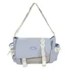 Bolsa transversal feminina estilo japonês, fofa estilo universitário, bolsa tote de grande capacidade, bolsa de lona transparente moderna e versátil