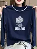 Camiseta de manga larga de dos piezas falsas para mujer, moderna y versátil, base de algodón puro, top blanco, nuevo atuendo de otoño 2026