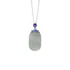 Colgante de Plata Yilu Jade Hetian Jade Blanco Plata de Ley S925 Azul Quemado Tallado Flor de Loto Estilo Antiguo Colgante Chino Venta al por Mayor Listo para Enviar