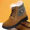 Sapatos Masculinos de Algodão para o Inverno com Forro de Lã, Espessados para Proteção contra o Frio e Aquecimento, Sapatos de Couro de Cano Alto com Solas Macias Antiderrapantes, Botas de Neve Casuais para o Pai