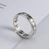 Anillo de plata tailandesa 925 con diseño de mantra de seis caracteres y borde de diez mil caracteres con diamante de estilo chino, anillo de plata tailandesa con patrón de paz y palabra retro.