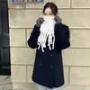 Em estoque: Casaco de lã grosso, acolchoado, de abotoamento duplo, com corte solto, estilo retrô, chique coreano, para o inverno
