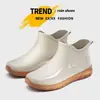Botas de lluvia de suela gruesa para mujer, impermeables, antideslizantes y duraderas; botines de lluvia cortos de suela gruesa para hombre a la moda; zapatos de trabajo para cocina