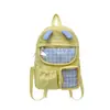 Mochila Transparente com Orelhas de Coelho Fofas para Crianças Mochila de Viagem Elegante xadrez para Bebês Grande Capacidade Mochila para Alunos do Ensino Fundamental