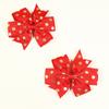 Laço de Natal para Comércio Exterior, Presilha de Cabelo Infantil com Fita Canelada Estampada, Acessório de Cabelo para Meninas, Presilha de Cabelo para Bebê com Estampa de Desenho Animado