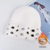 Fábrica de origem transfronteiriça gorro de tricô com formato exclusivo decorado com strass para mulheres, outono e inverno, luxo leve, com punho, forrado de fleece, quente