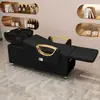 Cama de Lavado para Peluquería Transfronteriza, Cama de Lavado con Lavabo Cerámico Semi-Reclinable, Cama de Lavado con Masaje para Salón al por Mayor