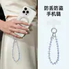 Colgante de Cadena para Teléfono de Disco Redondo Exquisito de Gama Alta y Perla Cuadrada Pequeña, Nueva Cadena para Muñeca, Lanyard de Cristal de Lujo para Teléfono
