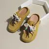 Zapatos de Mula para Mujer de Gamuza Marrón con Cordones y Cuentas, Estilo Nuevo de Primavera, Cómodos, Versátiles, de Moda, Casuales, para el Uso Diario y el Trabajo