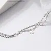 Pulsera de plata de ley 925 con diseño de doble capa de la suerte, estilo coreano, simple y natural, de alta gama, minimalista, joyería de nicho para mujer