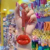 Barro de cerámica labios de diamantes completos cadena para coche anillo de cadena cordón llavero colgante bolsa de pareja colgante pequeños regalos al por mayor