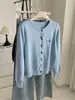 Cárdigan de Punto Retro Estilo Coreano con Doble Botón y Cuello Redondo para Mujer Estilo Principios de Otoño 2026 Suéter Abrigo Delgado de Lana con Bordado de Letras Frescas