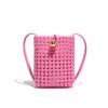 Bolsa Pequena Quadrada Vertical para Celular Europeia e Americana, Bolsa da Moda Tecida à Mão, Bolsa Versátil Retrô Simples de Ombro Transversal