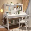 Conjunto de escrivaninha e estante de madeira maciça para alunos do ensino fundamental, escrivaninha de altura ajustável para quarto, conjunto de escrivaninha e cadeira para uso doméstico para alunos do ensino médio