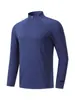 26 Novidade Outono/Inverno Veludo Plus Roupa Fitness Esportes ao Ar Livre Quente Meio Zíper Manga Longa Corrida Maratona Top Masculino